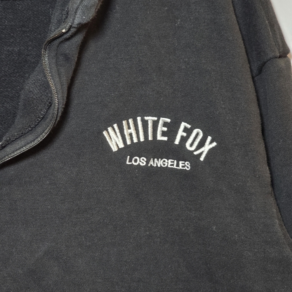 White Fox Boutique Black 1/4 Zip Popover Pullover Sweatershirt, sz L/XL - Picture 2 of 6